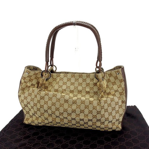 Used Gucci Shoulder Bag Handbag Gg Canvas Brown