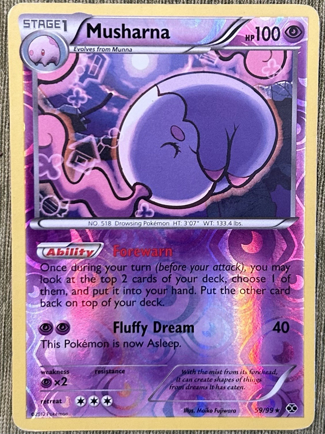 🦄💜Musharna 59/99 - Rare Reverse Holo - Next Destinies - LP