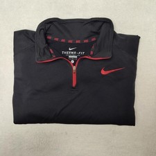 Nike Pullover Mens L Black Red Therma-FIT 1/4 Zip Mock Neck Running Training Gym