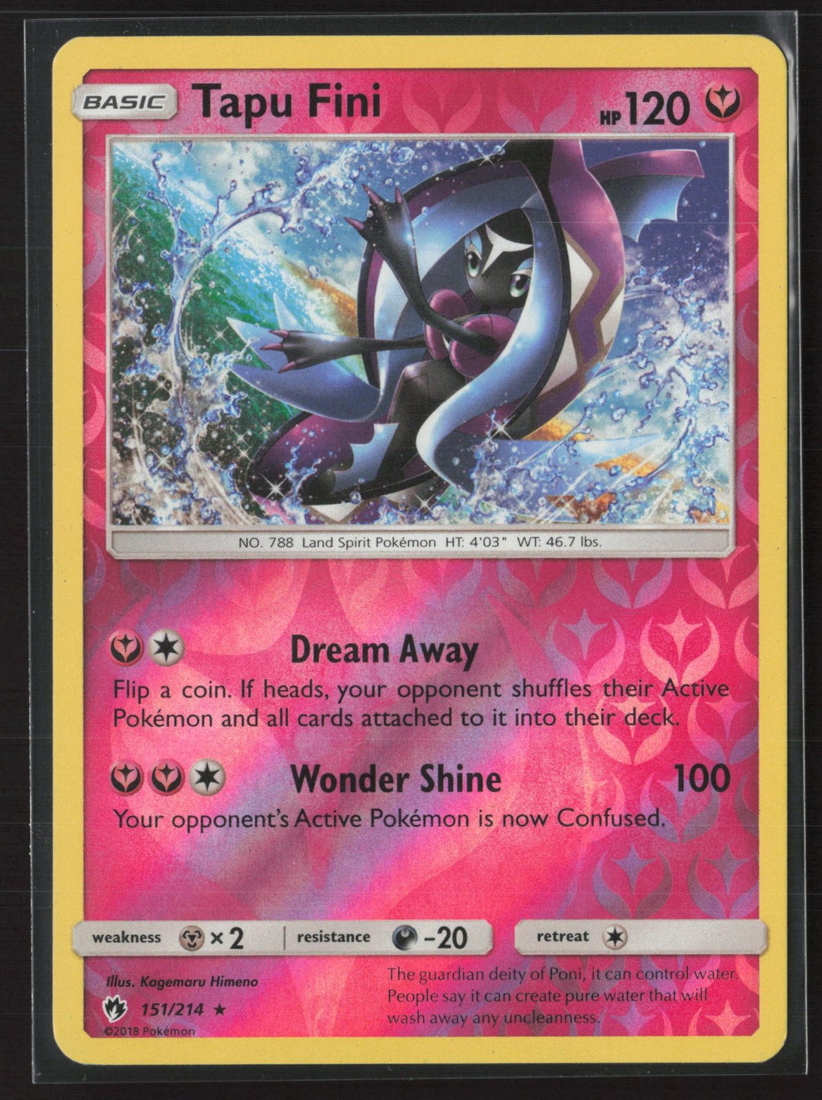 Tapu Fini 151/214 Holo Rare Lost Thunder Pokemon Lightly Played Reverse Holo
