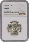 1937-D Washington Silver Quarter MS65 NGC