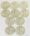 1930’s & 40’s Walking Liberty Half Dollars - Lot Of 10 About Good  Under Melt !