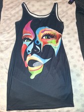 Colorful Woman's Dress, Base color Black, casual dress, size Medium