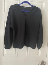 Women's Alfani Black top, Size XL, V-neck, blouson sleeve w/cuff, Polyester