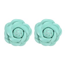 2 Paar dekorative Schuhbinder Leder Blumen Seeblau