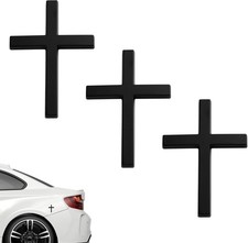 3D Car Cross Stickers, Self-Adhesive Metal Emblem for Trunk Tailg Color: Black