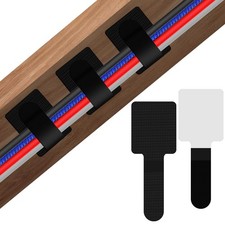 100 Pcs Hook and Loop Cable Ties, Cable Management Under Desk, Self Adhesive ...