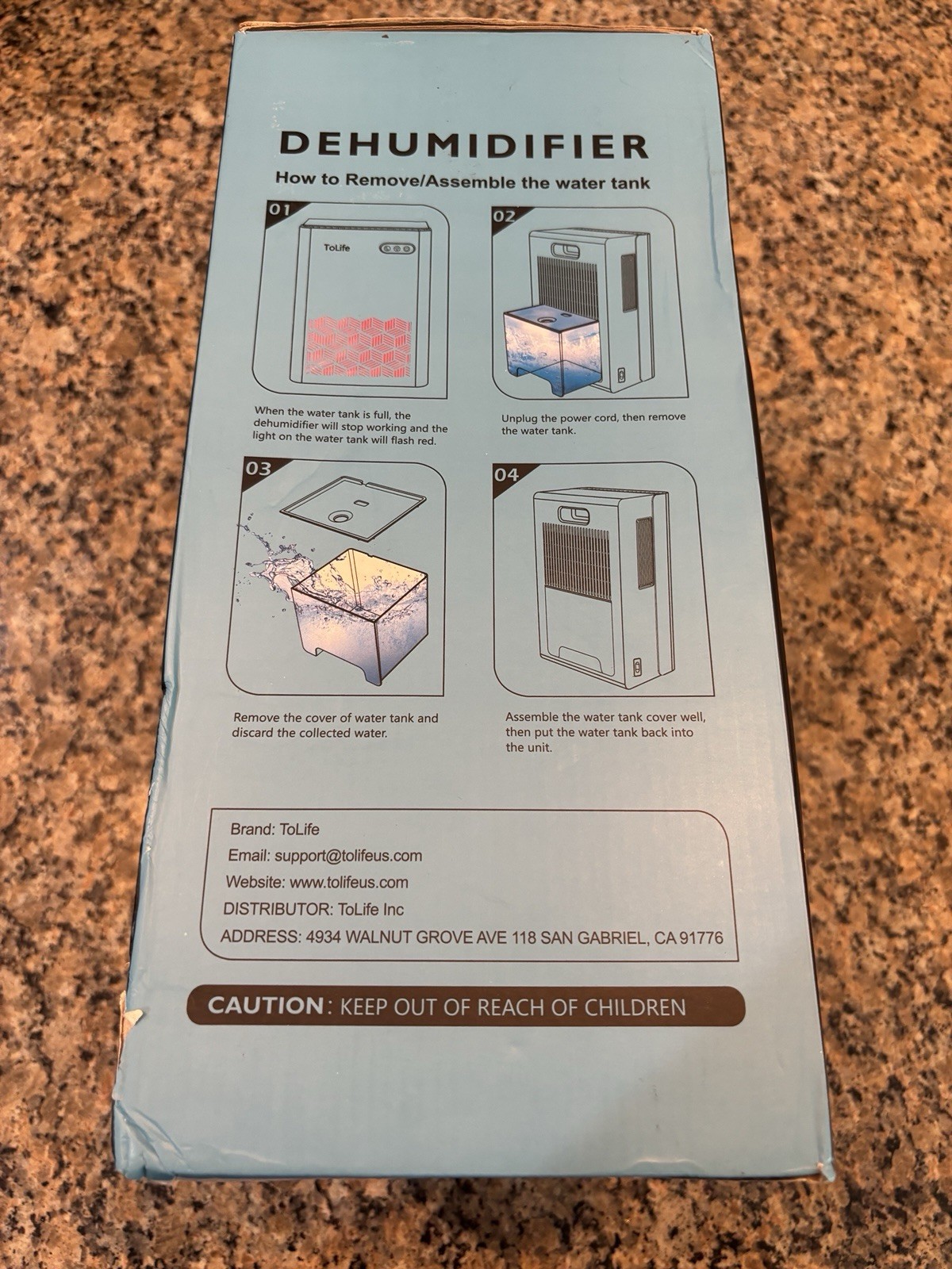 ToLife TZ-C2 Gray Dehumidifier for Bedroom, 95 OZ Water Tank, (950 sq.ft) NEW 