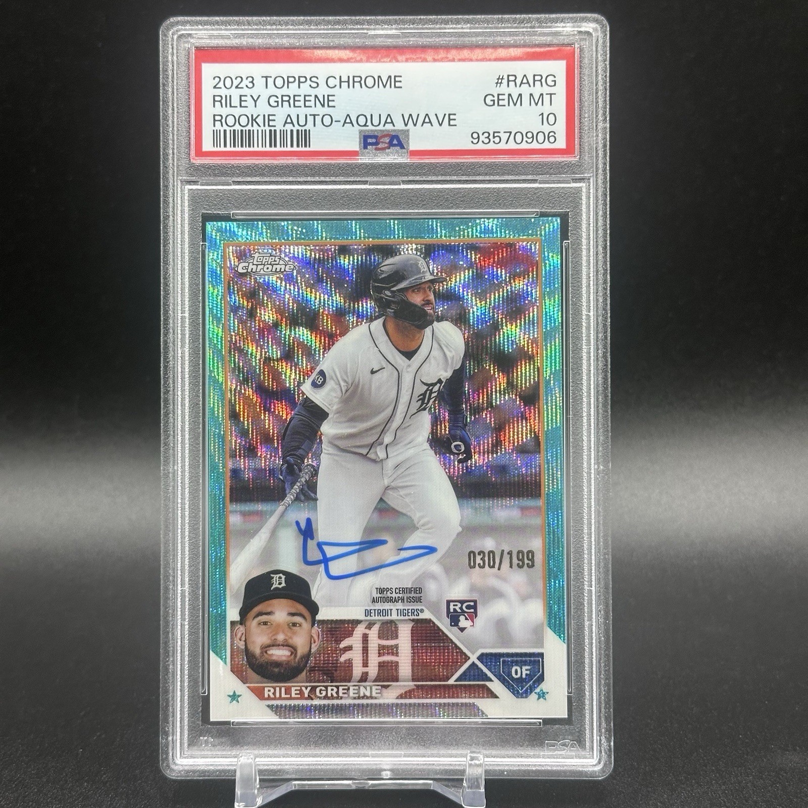 2023 Topps Chrome Riley Greene RC Aqua Wave Auto Rookie /199 PSA 10 Gem Mint 🔥