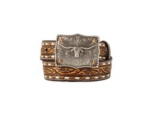 3D Western Belt Boys Scrolling Embossed Buck Laced Brown D120004302