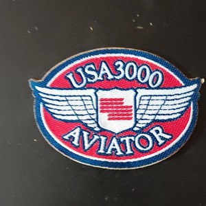 Embroidered Sew-On USA3000 Aviator Wings Patch Red White Blue Aviation