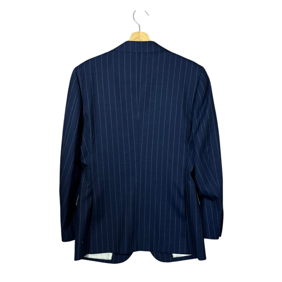 Blazer SUITSUPPLY Lazio Calce Ajustado Azul Marino Rayas Lana Hombres Talla 36S P62411 Foto 4 de 4