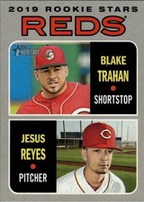 2019 Topps Heritage #36 Reds 2019 Rookie Stars (Blake Trahan / Jesus Reyes)
