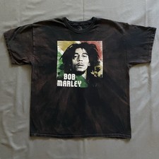 2010s Zion Rootswear Bob Marley T Shirt Mens Large Black Bleach Dye Reggae Retro
