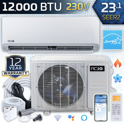 ACiQ 12,000 BTU 23.1 SEER2 Ductless Mini Split Heat Pump AC System + WiFi, 230V