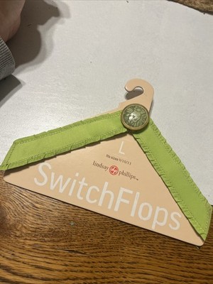 NEW LINDSAY PHILLIPS SWITCH FLOPS LIME ''TRACEY'' STRAPS SIZE LARGE 9/10/11 FLIP
