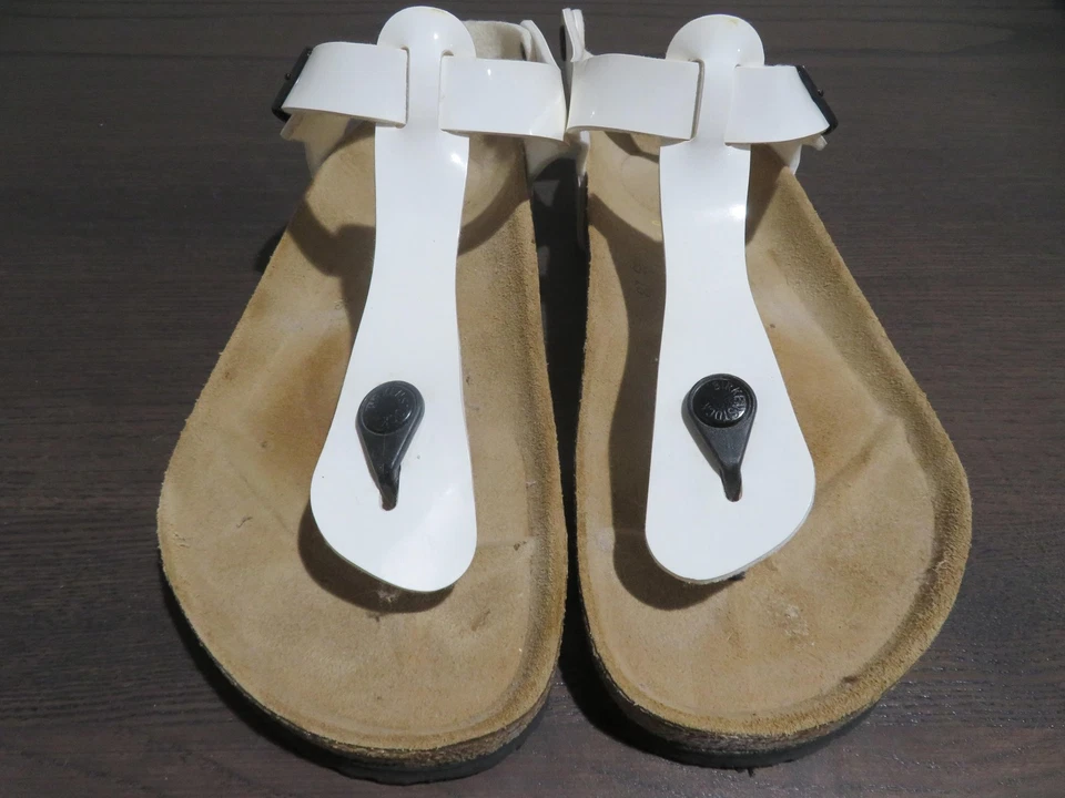 Birkenstock Sandals Shoes Womens Size 8 39 White Kairo Thong Ankle Strap Germany - Image 3 of 4