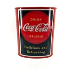 Coca-Cola Vintage Style Metal Wastebasket Trash Can Red Delicious and Refreshing