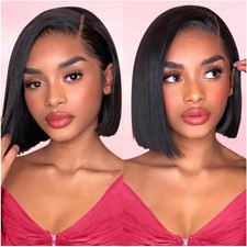 Wear and Go Bob Glueless Wig Human Hair Pre Plucked Pre Cut 4x4 Straight lacewig