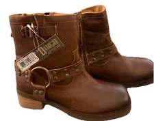 Dingo NWT Womens Motorcycle Boots Harness Brown Leather Retail $199 Sz 9.5