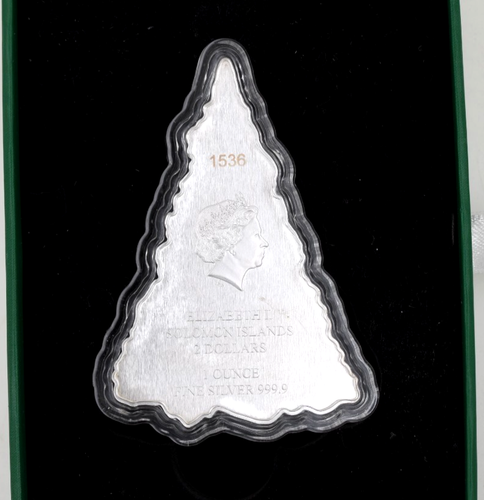2020 Solomon Islands 1 oz. 9999 Silver Tree Ornament W/ Box COA - Picture 3 of 3