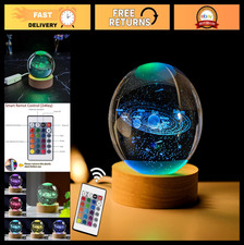 3D Solar System Crystal Ball with LED Stand, Remote, 16 Color Changing Lamp, Gal