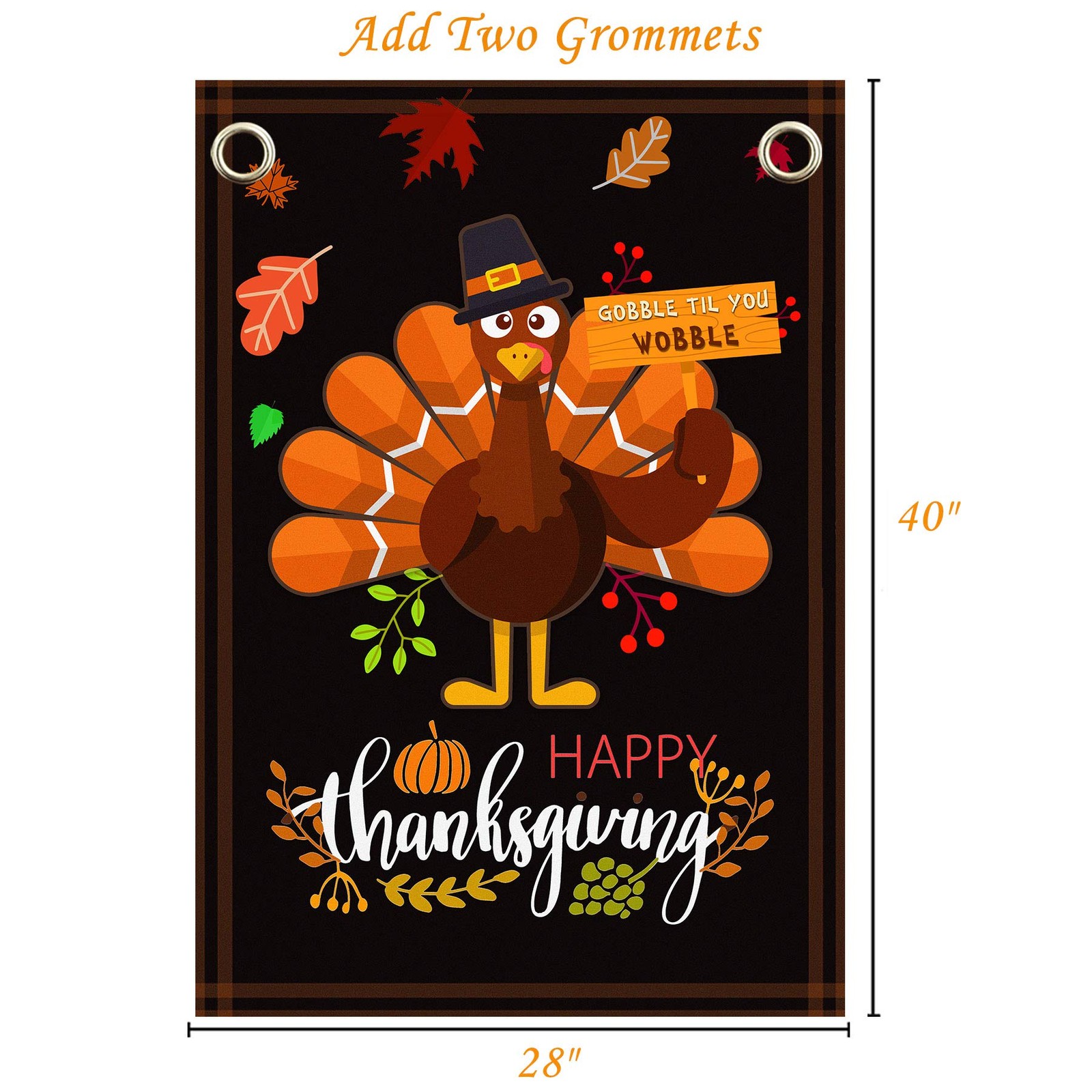 Akeydeco Happy Thanksgiving Flags,Thanksgiving Garden Flag 28 x 40 Inch House