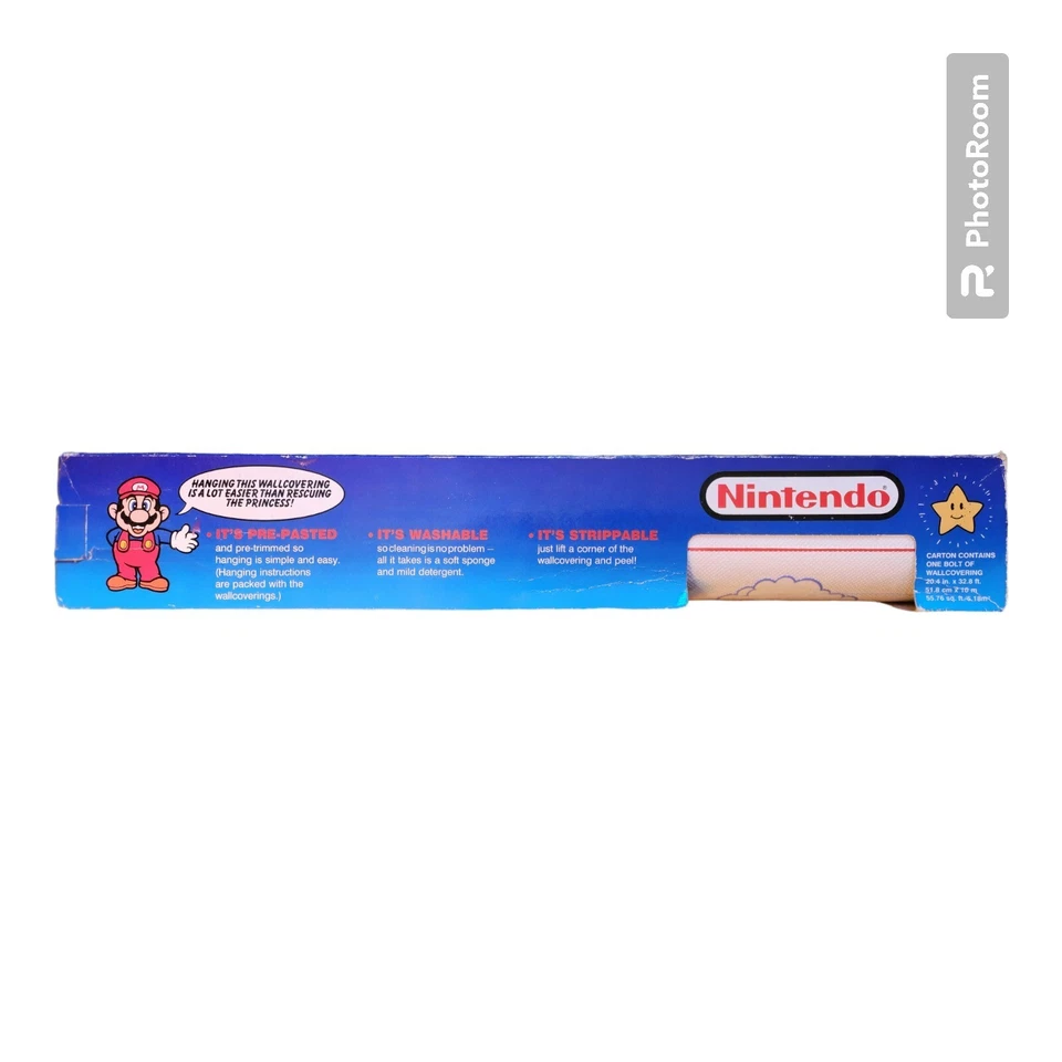 Super Mario Bros 1989 Vinyl Wall Covering New in Box Vintage Nintendo Decor - Image 2 of 4