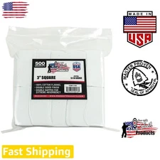 Efficient 500 Count Gun Cleaning Patches - 3-Inch Square, Double Napped Flannel