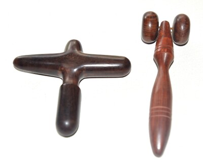 Traditionelle Thai Holz Massage Werkzeuge für Fuß Hand Körper Reflexzonenmassage (2er Set)