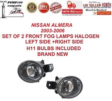 FOR NISSAN ALMERA N16 2003-2006 SET OF 2 FRONT FOG LIGHT LAMP & BULBS PAIR LH+RH