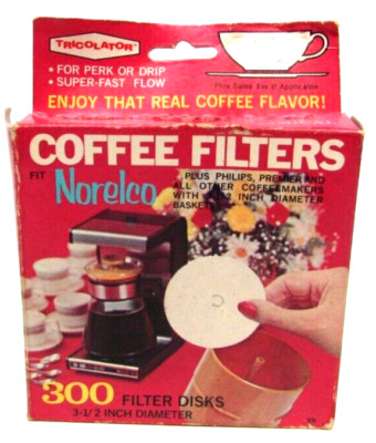 Rare Vintage TRICOLATOR Coffee Filters 300 Disks 3 1/2'' Diameter NOS Made in USA