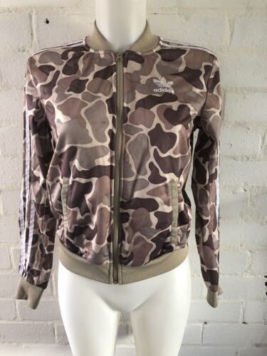 Adidas Originals Women’s Tracksuit Top Size 4 Brown Camo - Picture 1 of 5