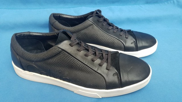 calvin klein black leather sneakers