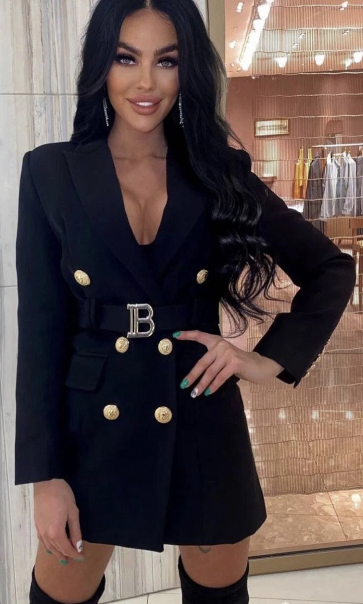 Black dress with gold buttons 2025