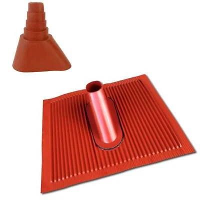 KOSMOS24 Dachpfanne Dachabdeckung Alu universal rot mit Gummi Tülle Sat Dach Ziegel Anten