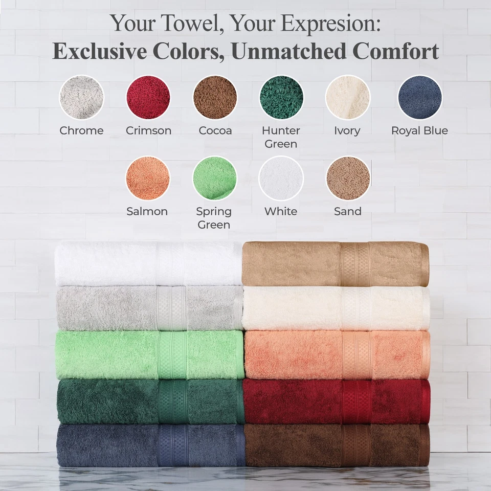 8 Piece Solid Lightweight Soft Highly Absorbent Quick Drying Modern Towel Set - Image 3 of 3