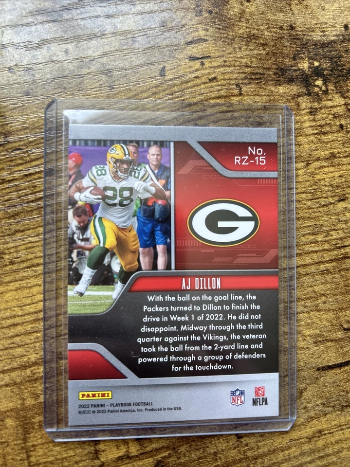 2022 Panini Playbook Aj Dillon Red Zone Holo - Image 2 of 2