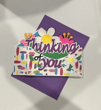 Thinking of You Floral Envelope Card 3D Handmade Paper Pierced