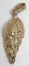14K Yellow Gold Conch or Seashell Charm Pendant