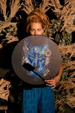 Vegan Shaman &ldquo;She Wolf Drum", witch drum, sound healing tool, tunable 16", 20"