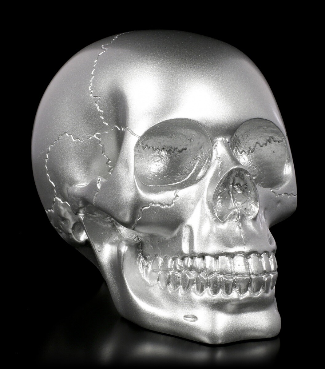Gothic Skull - Silver Fantasy Decoration Sculpture Skull H 11 cm