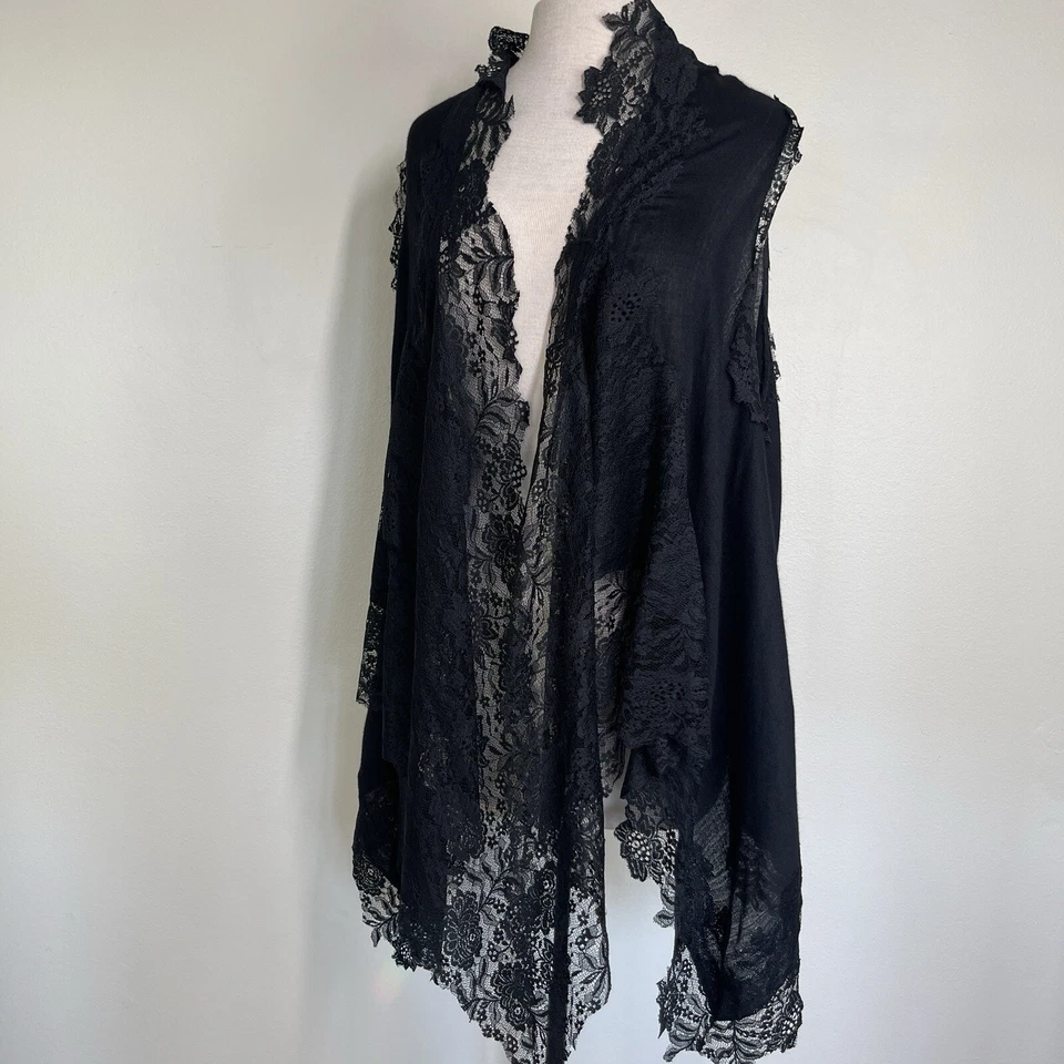 蕾丝背心女式中号黑色丝绸开放式巫婆深哥特式蒸汽朋克心形背面 — 第 2/4 张图片