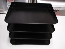 Used MMF Industries Letter-size Desk Tray Sorter - 4Tier[s] - Steel - Black