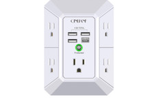 Multi Plug Outlet Surge Protector 5 Outlets Extender 4 USB Charging Ports Office