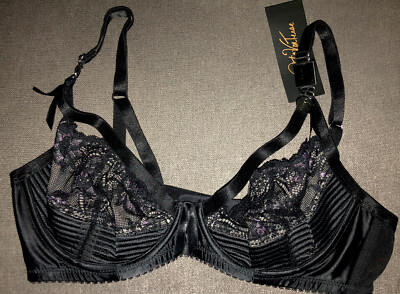 Authentic Sexy Dita Von Teese Black Satin Bra - 12c (34c)