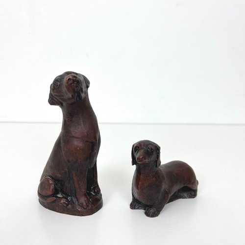 2 x Vintage Heavy Ceramic Dog Animal Sculpture Figurine Ornament Dachshund - Picture 7 of 9