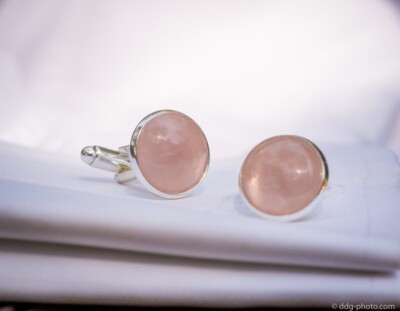 Natural Rose Quartz Gemstone 925 Sterling Silver Cufflinks For Boyfriend Gift