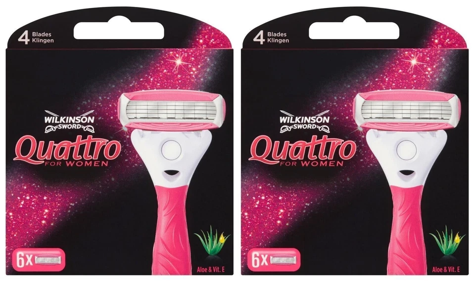 2 x Wilkinson Sword Quattro for Women Razor Blades - 2 Pack of 6 Blades