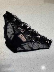 AGENT PROVOCATEUR SUPER RARE BLACK/PINK CAISEY BRIEF AP 1 X SMALL UK 6-8 BNWT